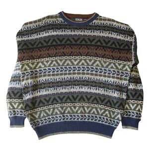 Honors Men Sweatshirt Size XL Multicolor Acrylic Fair Isle Long Sleeve Crew Neck